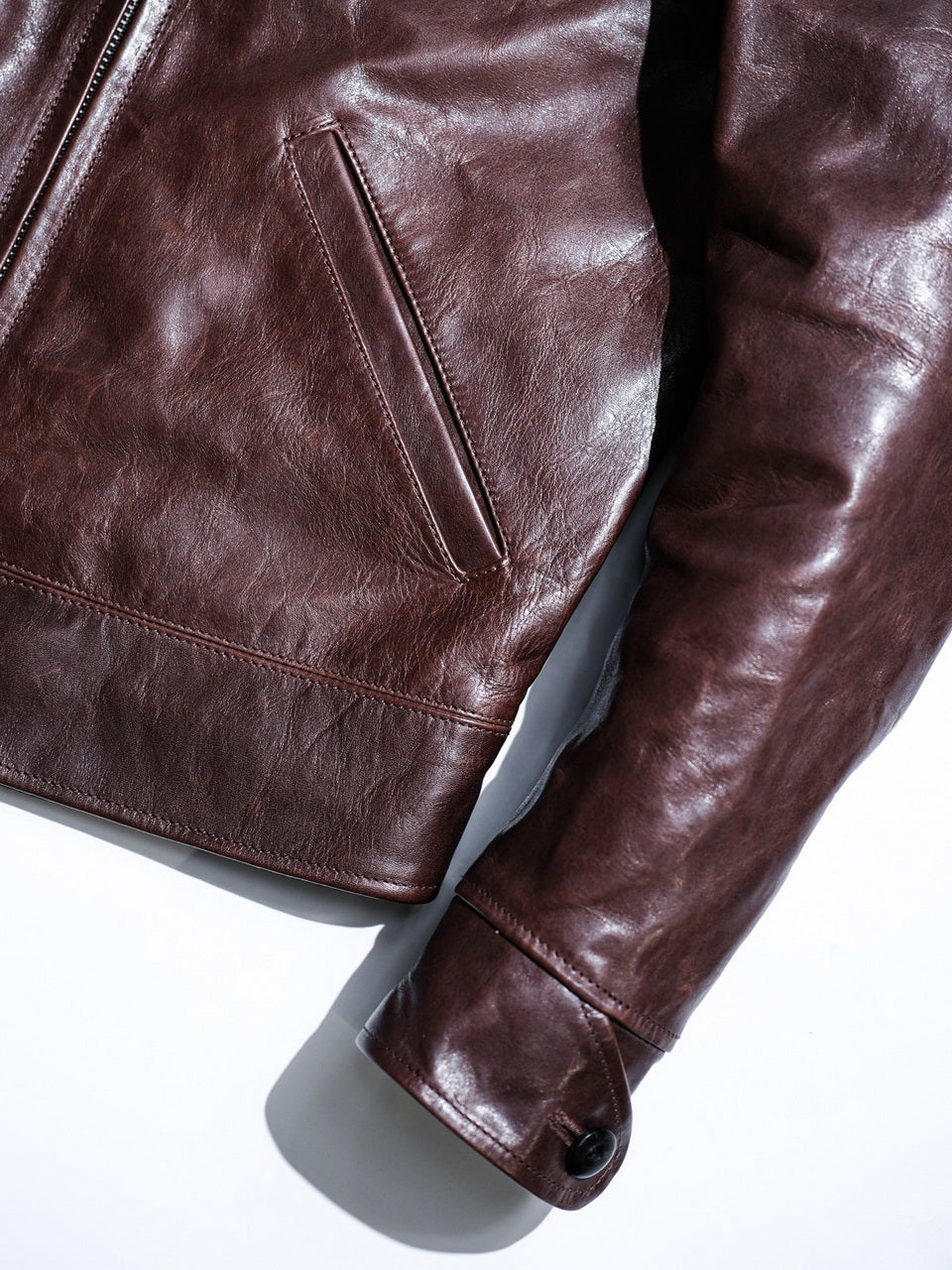 “Pasadena” 1930s Half Belt Sports Leather Jacket - Padova Horsehide Brown