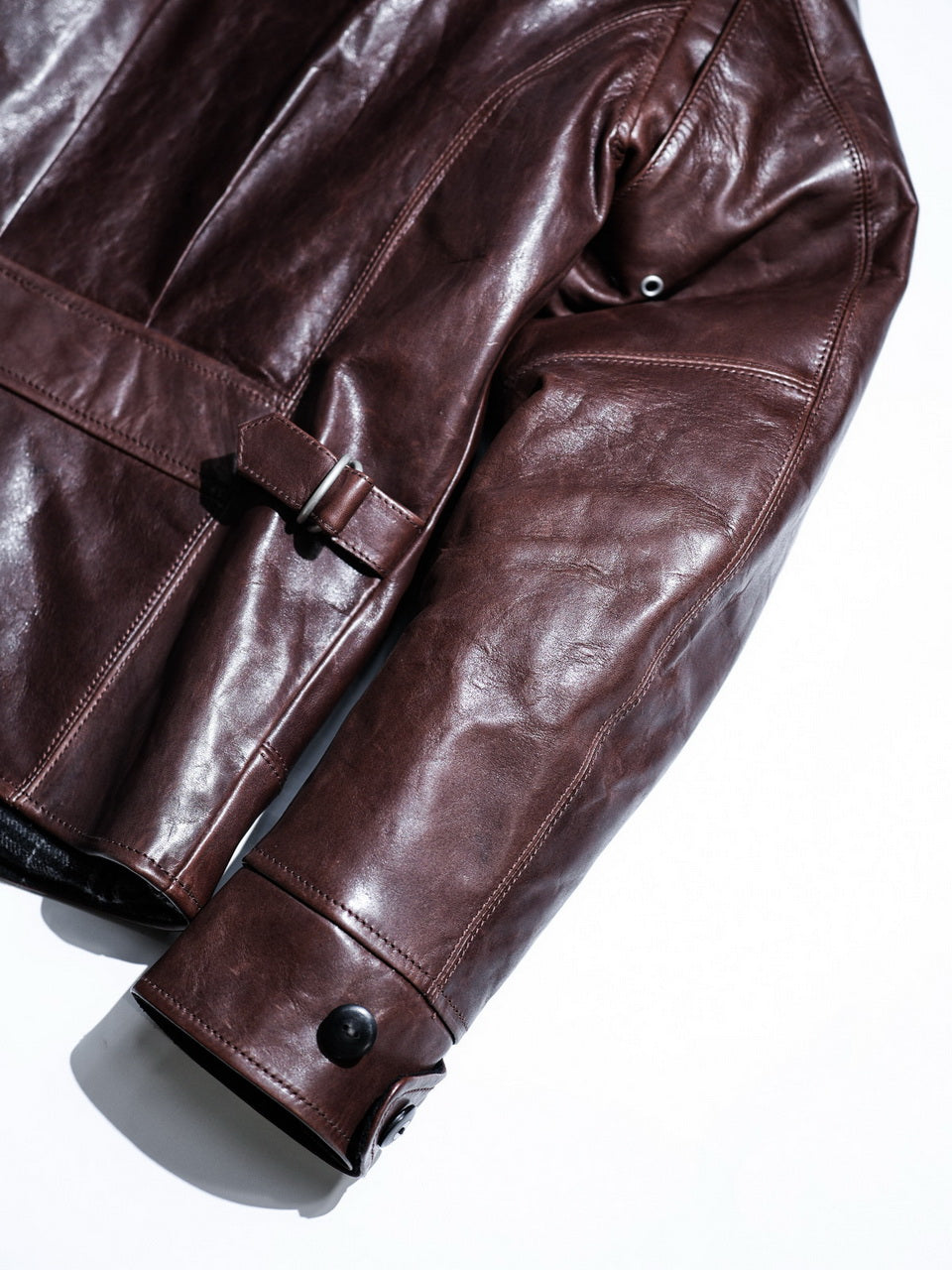 “Pasadena” 1930s Half Belt Sports Leather Jacket - Padova Horsehide Brown