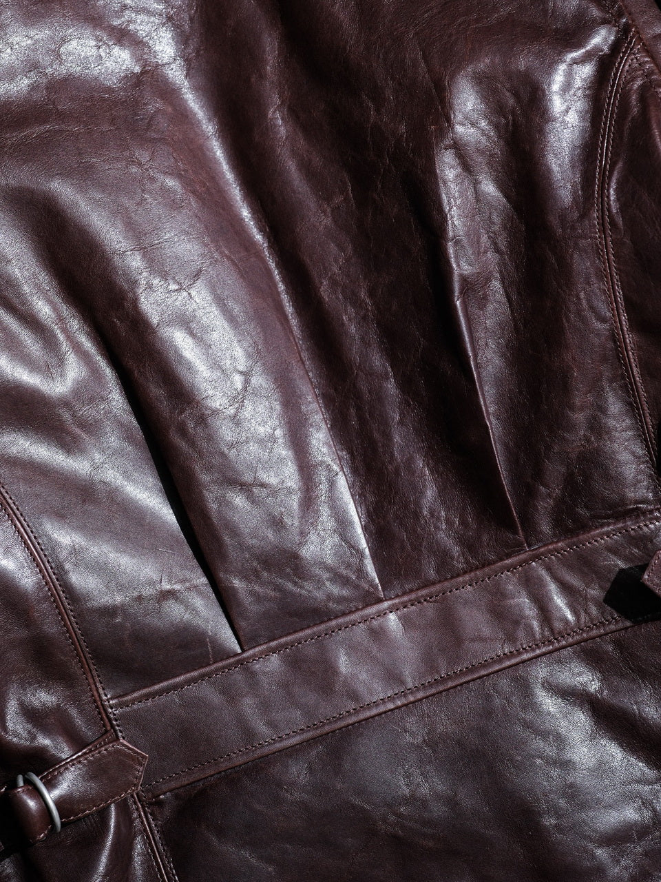 “Pasadena” 1930s Half Belt Sports Leather Jacket - Padova Horsehide Brown