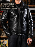 “Pasadena” 1930s Half Belt Sports Leather Jacket - Padova Horsehide Black