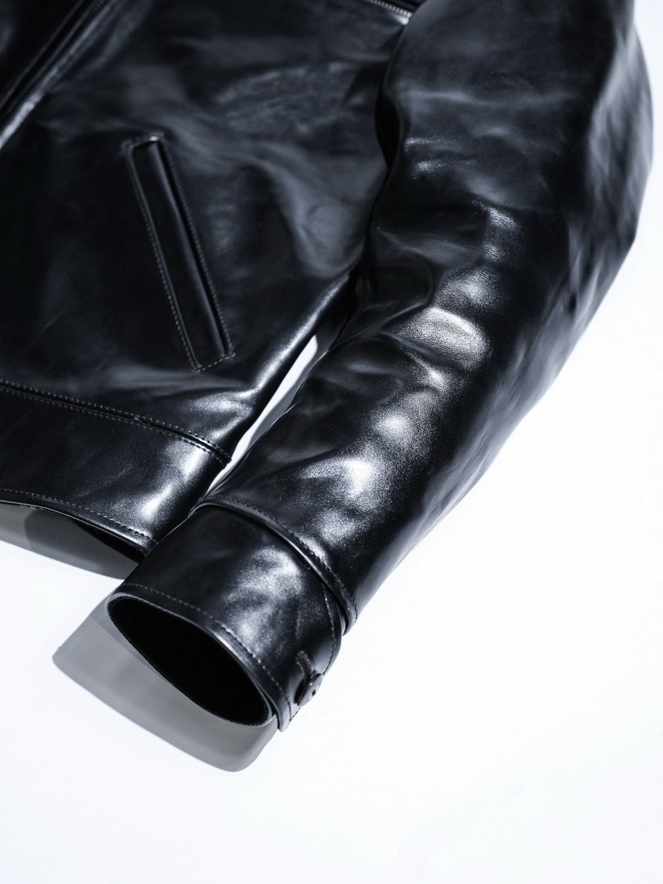 “Pasadena” 1930s Half Belt Sports Leather Jacket - Padova Horsehide Black