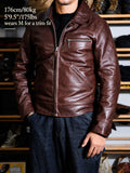 “Pasadena” 1930s Half Belt Sports Leather Jacket - Padova Horsehide Brown