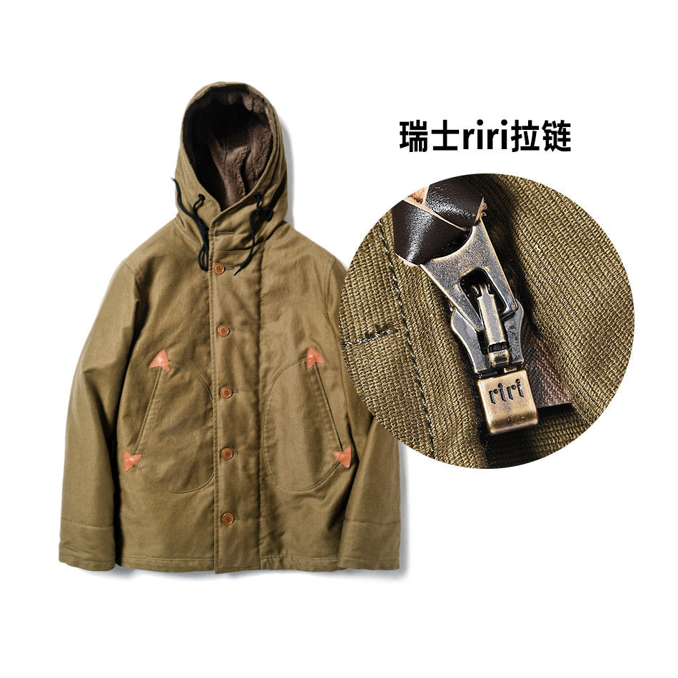 Ray Kwok Hooded N-1 Deck Jacket Japan Blue 16oz Jungle Cloth