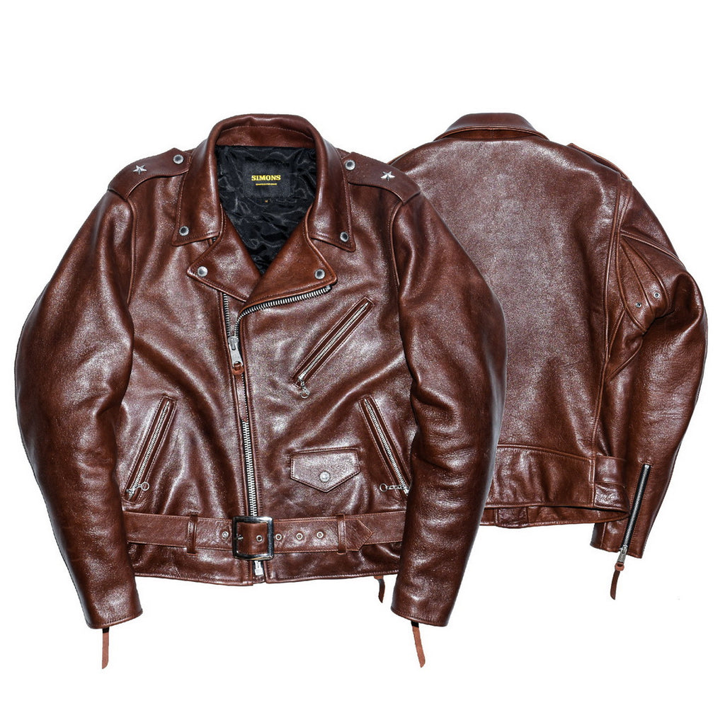 Marlon Brando One Star Cross Zip Rider Jacket - Amber Brown Vegetable Tanned Horsehide