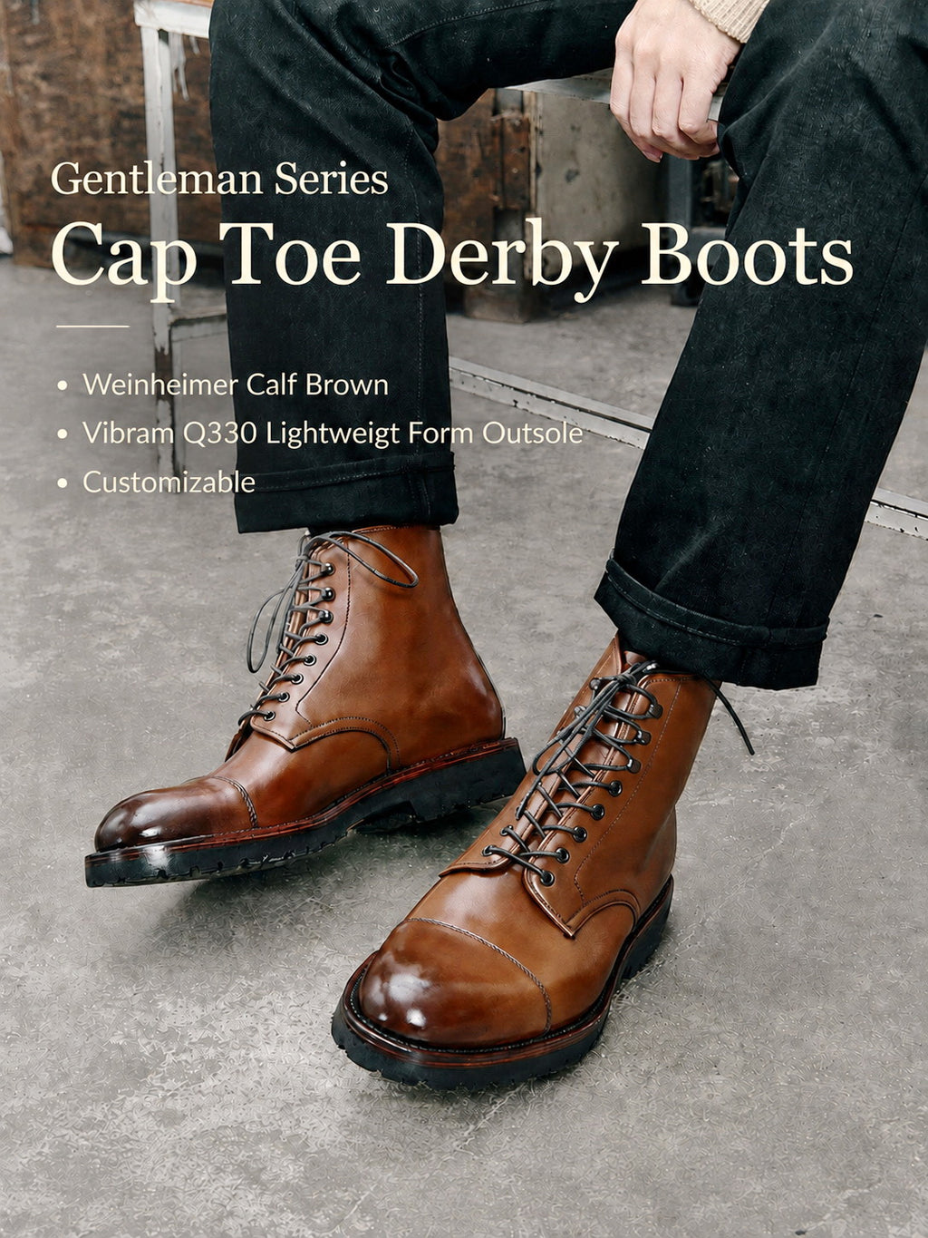 UK02 Cap Toe Derby Dress Boots / Weiheinmer Box Calf MTO