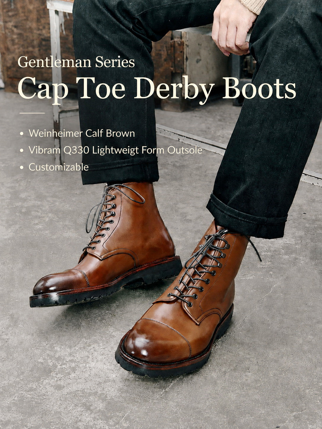 UK02 Cap Toe Derby Dress Boots / Weiheinmer Box Calf MTO