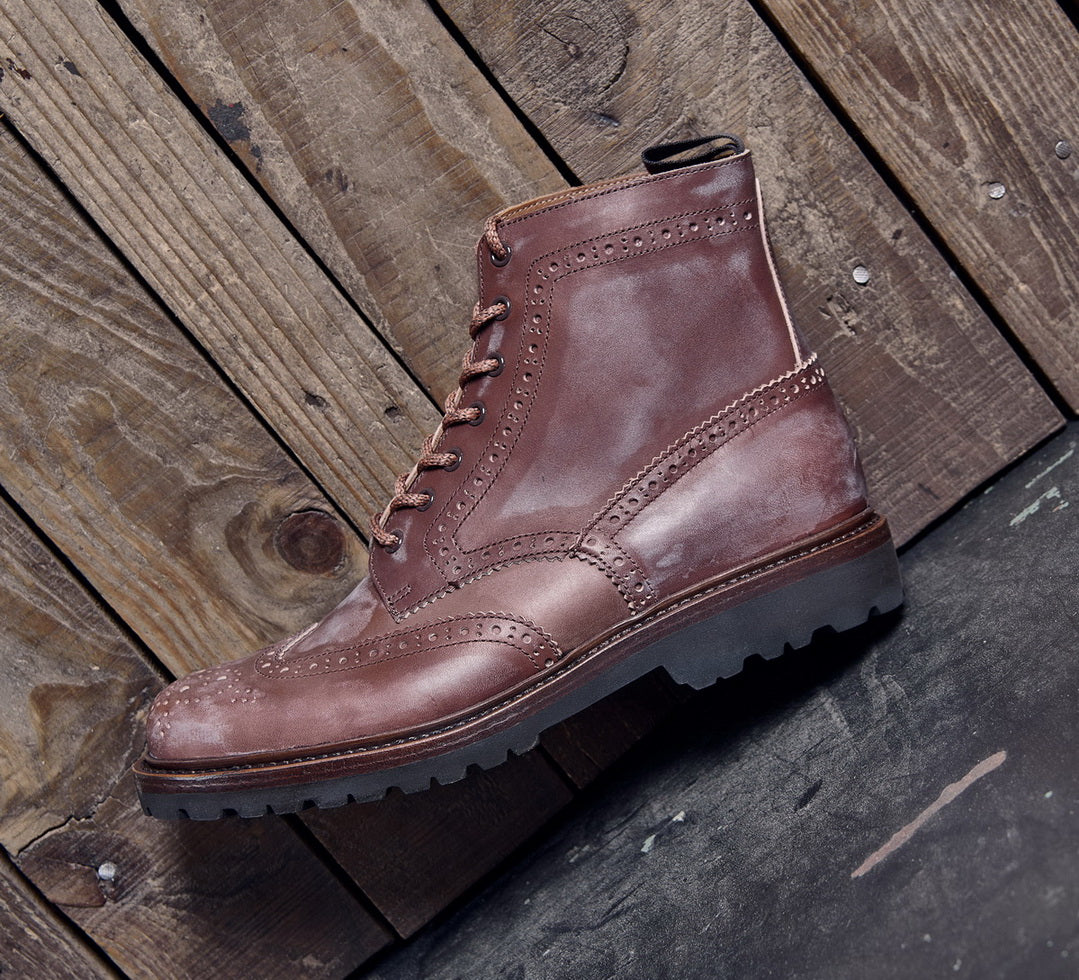 UK04 Brogue Country Boots / French Haas Heavy Waxed Teacore Calfskin MTO