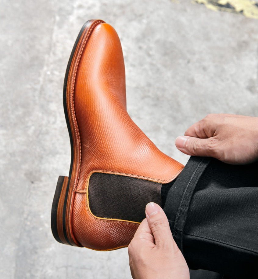 UK19 Chelsea Boots / Proprietary Hatch Grain Cowhide MTO