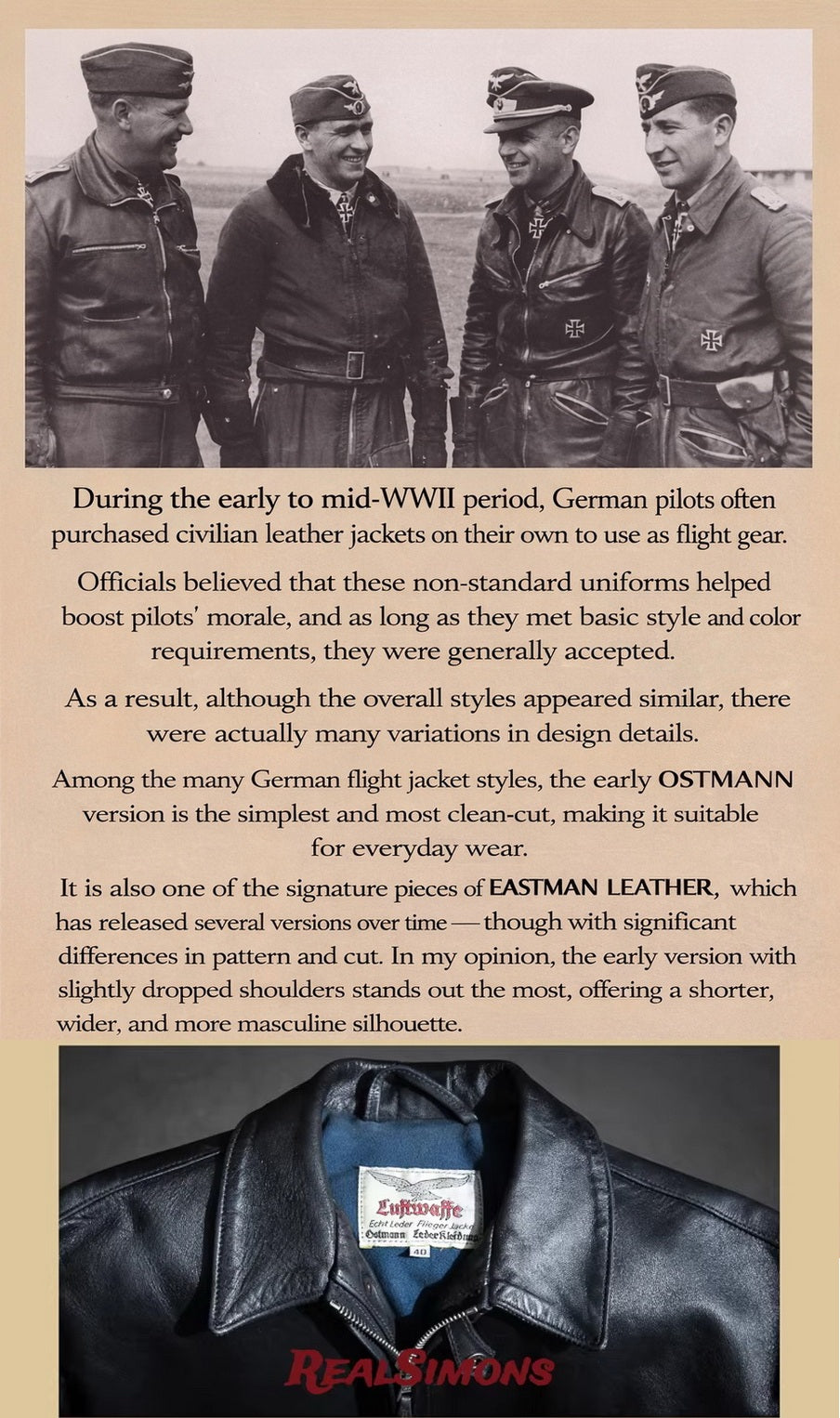 WWII German Luftwaffe Flight Jacket ECO Wax Calfskin