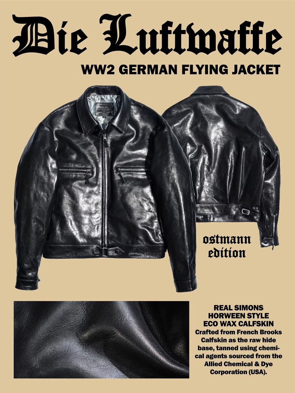 WWII German Luftwaffe Flight Jacket ECO Wax Calfskin