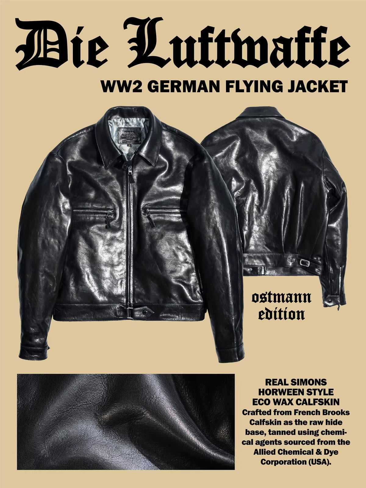 WWII German Luftwaffe Flight Jacket ECO Wax Calfskin