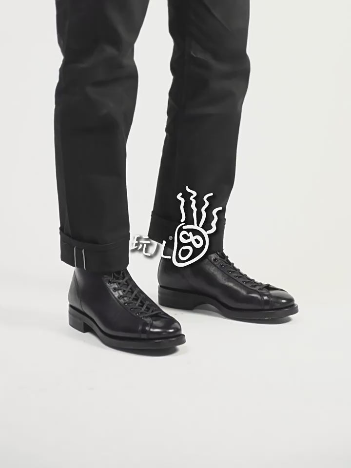 51002 1930s Flat Toe Boxing Leather Boots / Proprietary Teacore Cowhide MTO